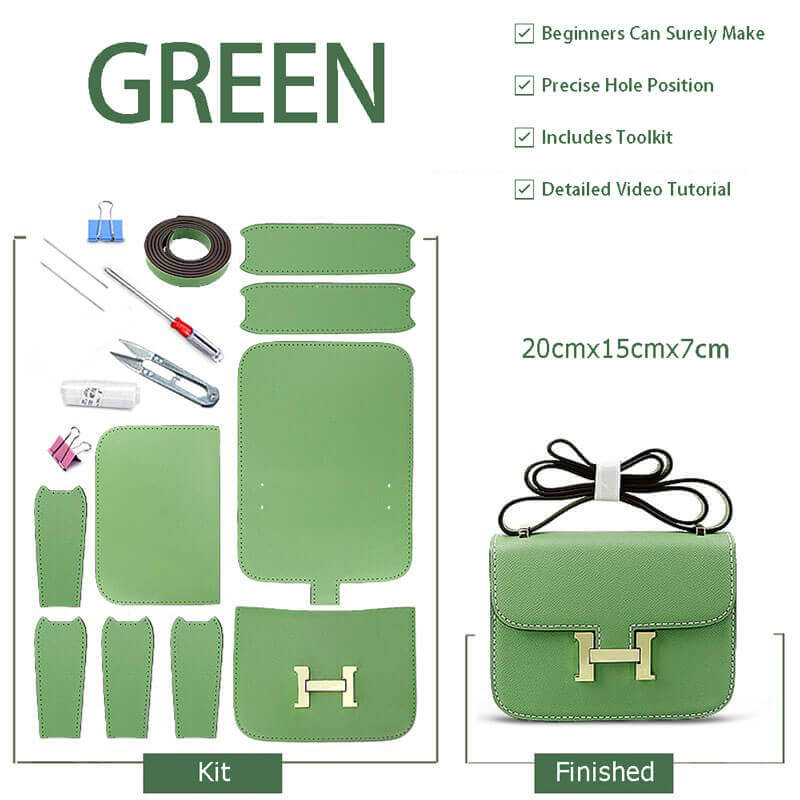 Constance Bag Leather DIY Kit - Babylon Leather - Babylon LeatherBabylon LeatherSY08 - Green - White