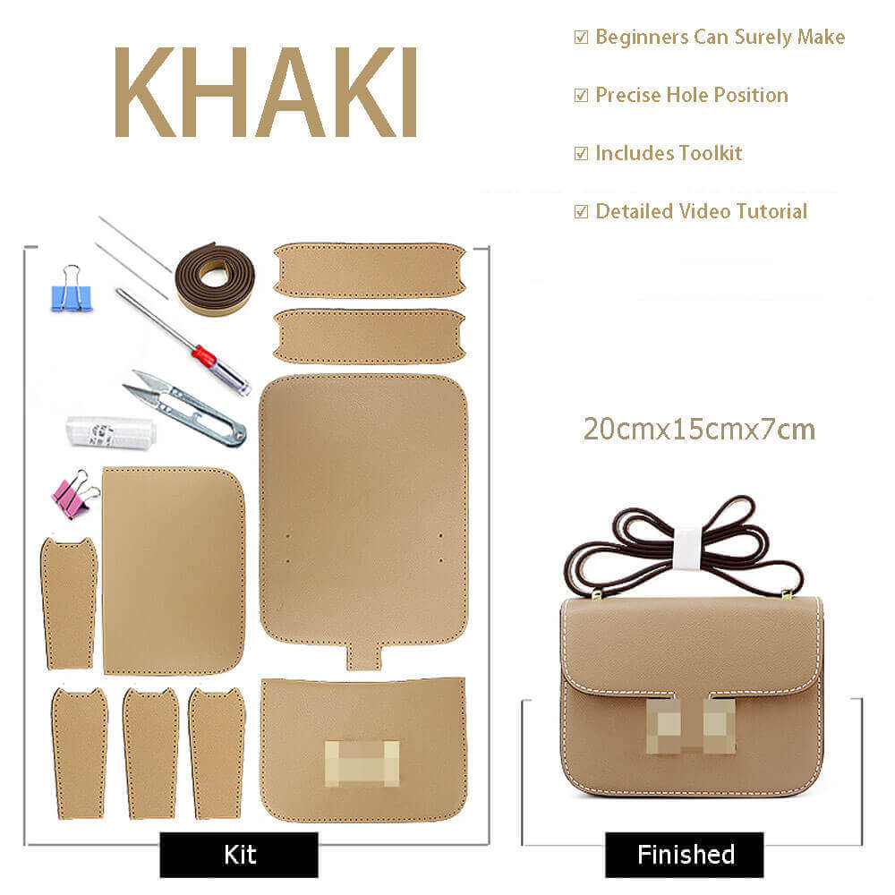 Constance Bag Leather DIY Kit - Babylon Leather - Babylon LeatherBabylon LeatherSY08 - Khaki - White