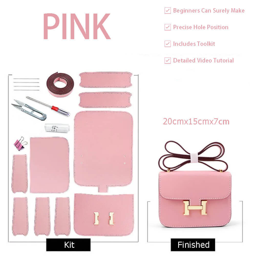 Constance Bag Leather DIY Kit - Babylon Leather - Babylon LeatherBabylon LeatherSY08 - Pink - White