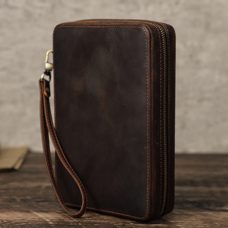 Crazy Horse Leather Watch Strap Storage Case 12 Slots – Babylon Leather - Babylon LeatherBabylon LeatherSD05-Coffee