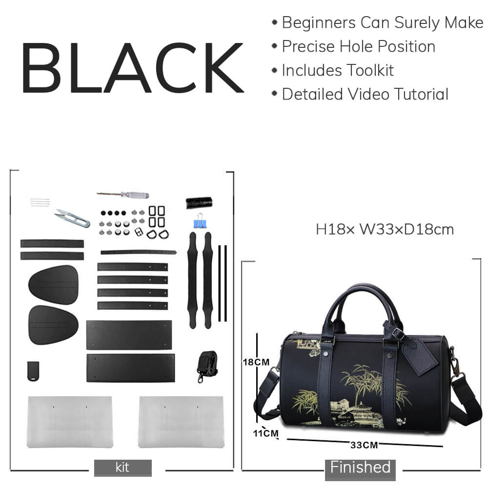 Customizable Fabric Panel Boston Crossbody Bag DIY Kit – Babylon Leather - Babylon LeatherBabylon LeatherSYR75-Black-Heat-Activated Adhesive-Color-Matched & With Fabric