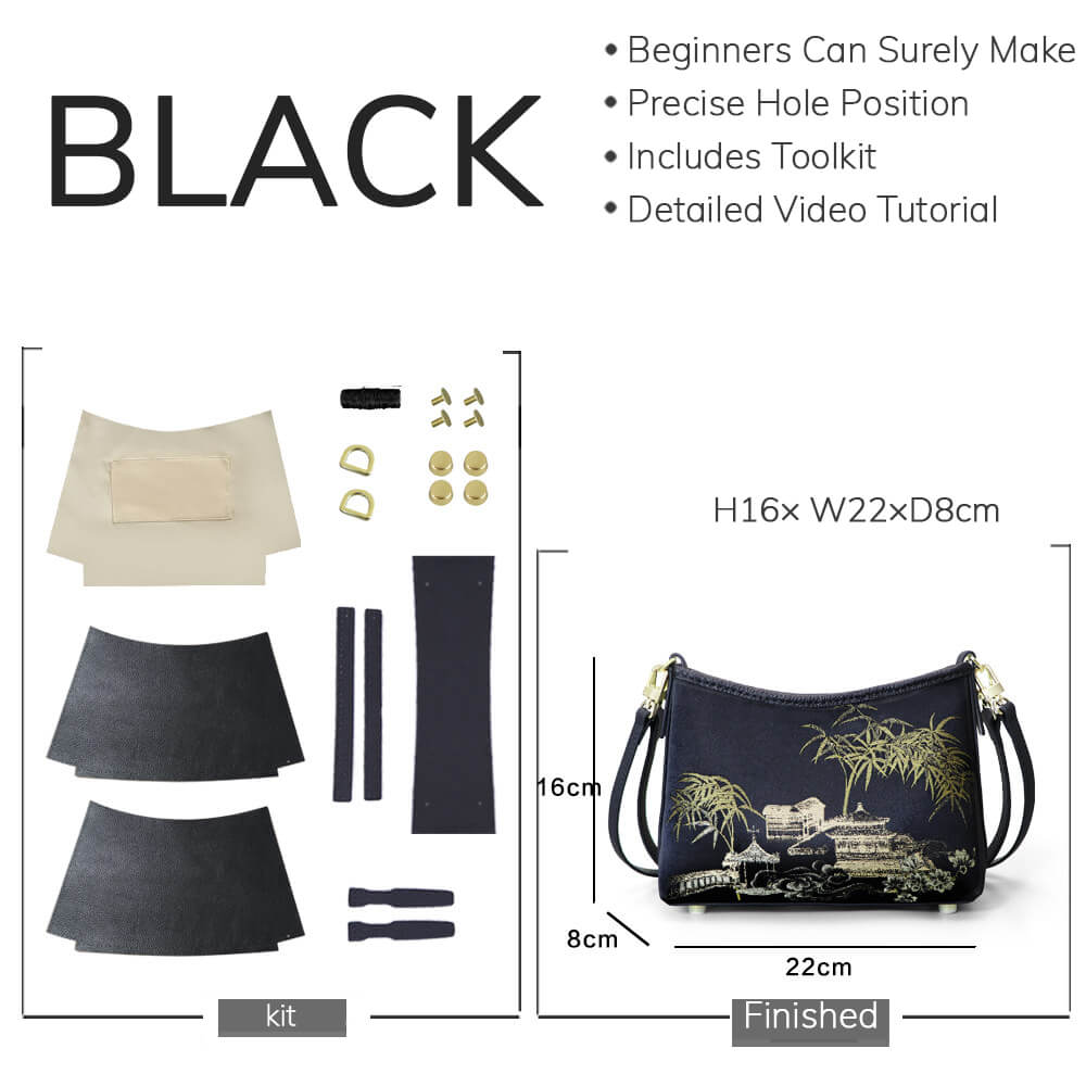 Customizable Fabric Panel Crossbody Bag DIY Kit – Babylon Leather - Babylon LeatherBabylon LeatherSYR74-Black-Heat-Activated Adhesive-Color-Matched & With Fabric