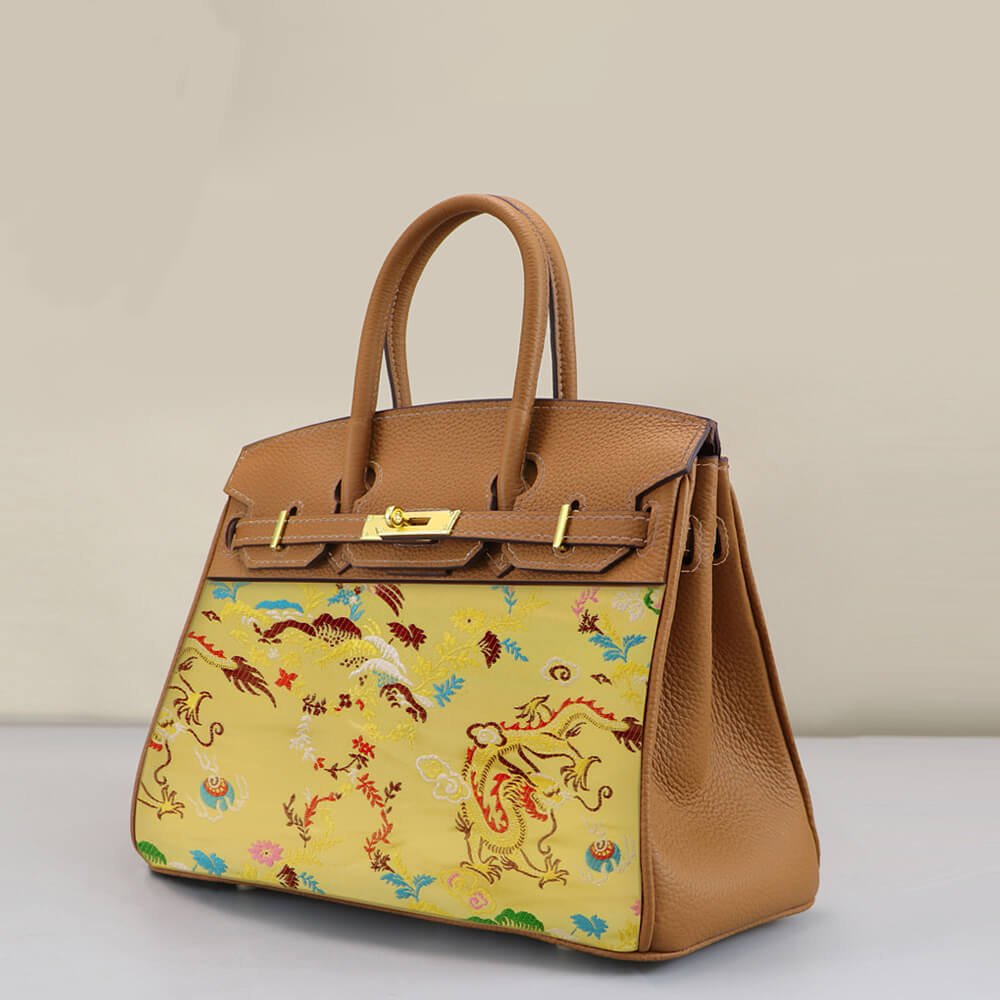 Customizable Panel Birkin - Style Leather Tote Bag DIY Kit – Babylon Leather - Babylon LeatherBabylon LeatherSYR63-Caramel-Heat-Activated Adhesive & Gold-Color-Matched & With Fabric