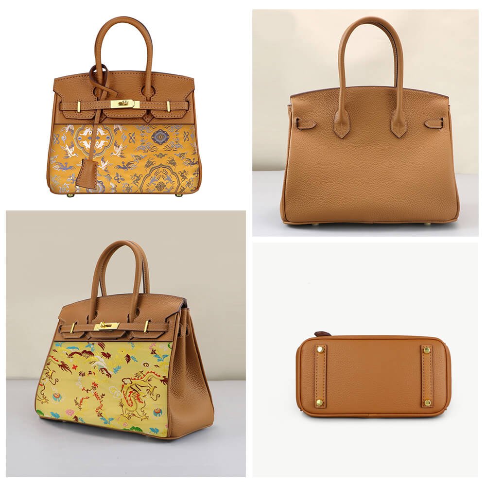 Customizable Panel Birkin - Style Leather Tote Bag DIY Kit – Babylon Leather - Babylon LeatherBabylon LeatherSYR63-Caramel-Heat-Activated Adhesive & Gold-Color-Matched & With Fabric