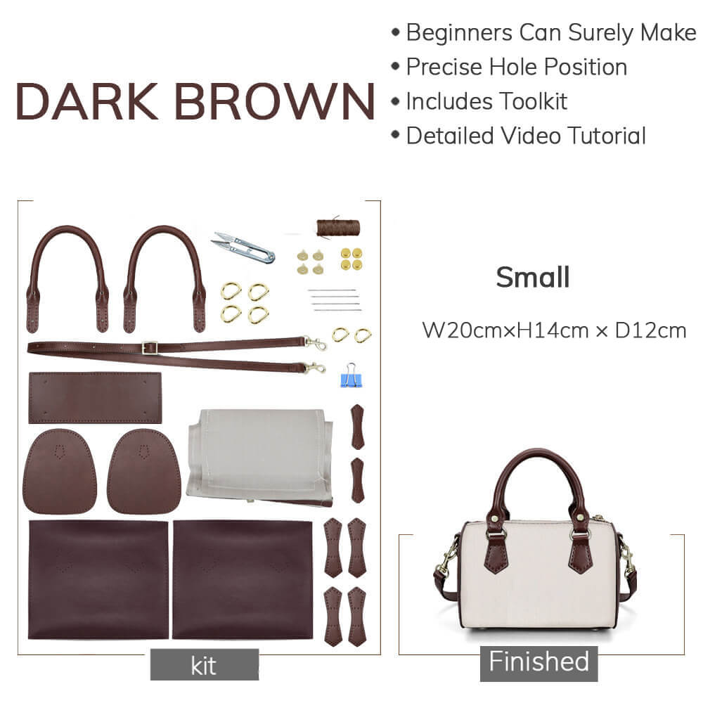 Customizable Panel Boston - Style Bag DIY Kit – Babylon Leather - Babylon LeatherBabylon LeatherSYR05-Dark Brown-Small & Heat-Activated Adhesive-Color-Matched & No Fabric