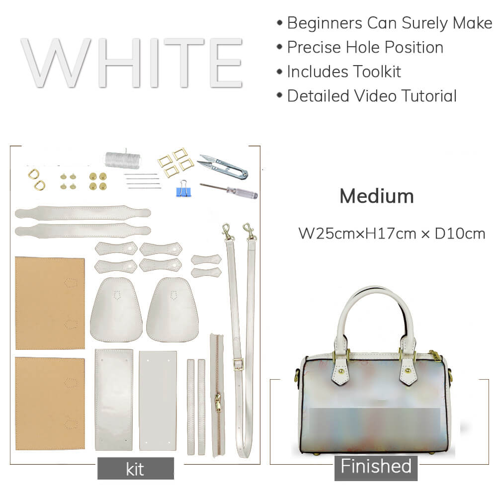 Customizable Panel Boston - Style Bag DIY Kit – Babylon Leather - Babylon LeatherBabylon LeatherSYR05-White-Medium & Heat-Activated Adhesive-Color-Matched & With Fabric