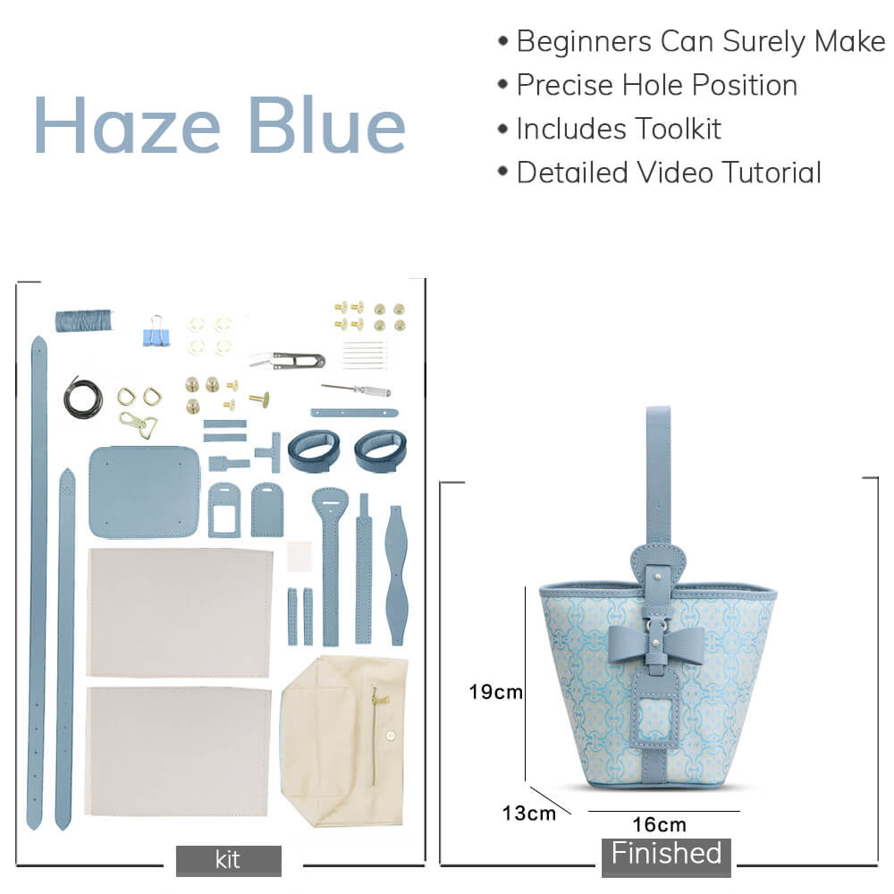 Customizable Panel Bow Shoulder Bag DIY Kit – Babylon Leather - Babylon LeatherBabylon LeatherSYR70-Haze Blue-Heat-Activated Adhesive-Color-Matched & With Fabric