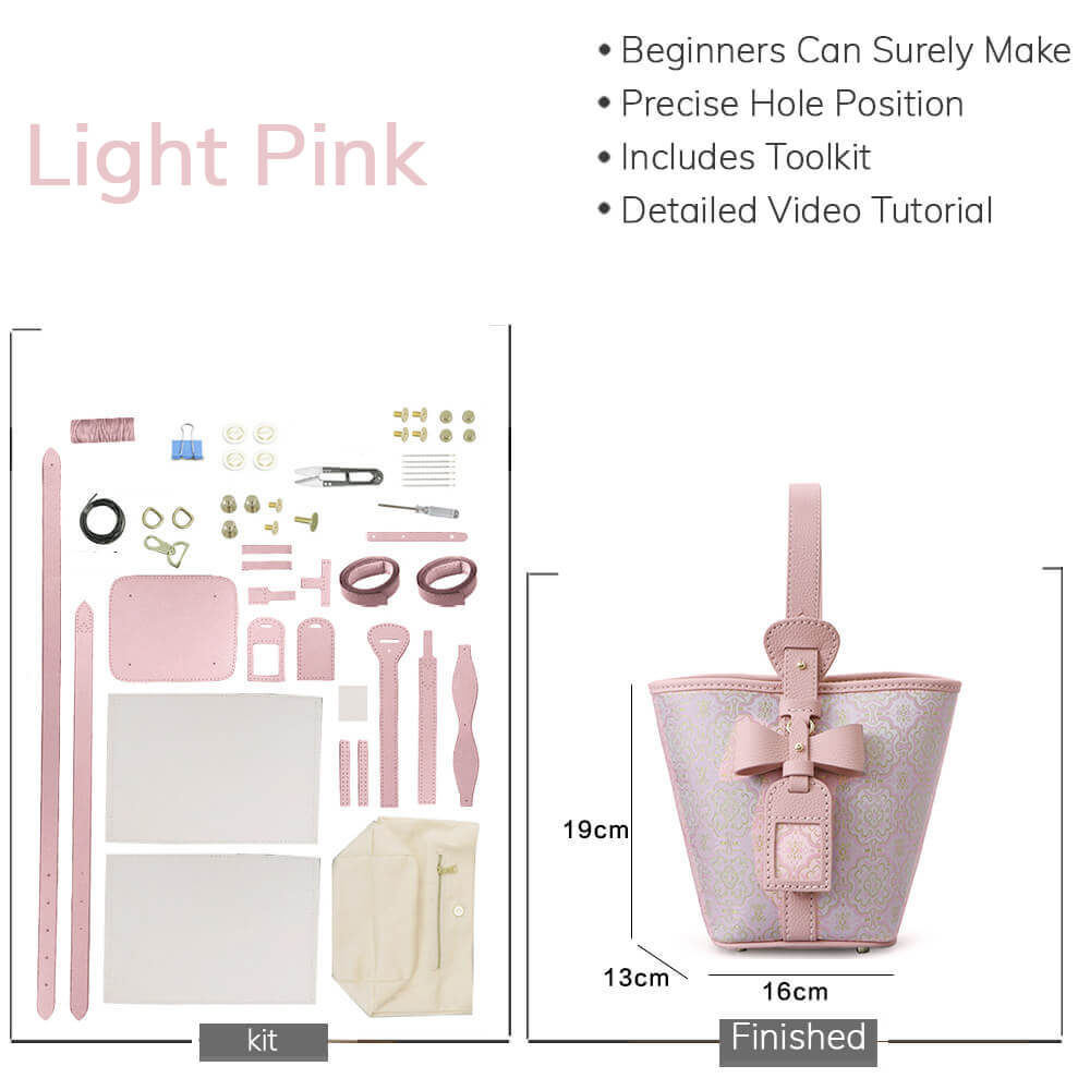 Customizable Panel Bow Shoulder Bag DIY Kit – Babylon Leather - Babylon LeatherBabylon LeatherSYR70-Light pink-Heat-Activated Adhesive-Color-Matched & With Fabric