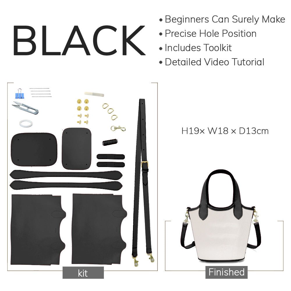 Customizable Panel Bucket Crossbody Bag DIY Kit – Babylon Leather - Babylon LeatherBabylon LeatherSYR53 - Black - Heat - Activated Adhesive - Color - Matched & With Fabric