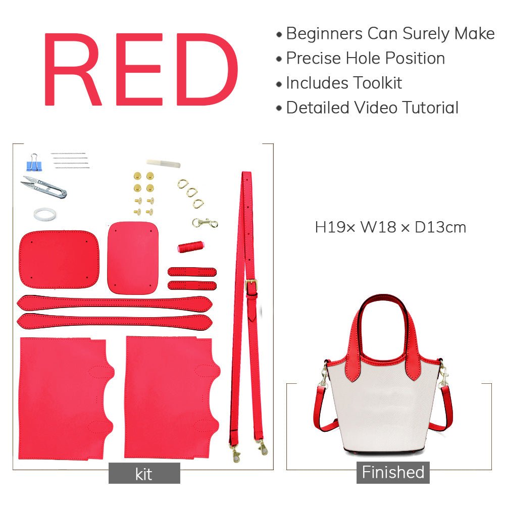 Customizable Panel Bucket Crossbody Bag DIY Kit – Babylon Leather - Babylon LeatherBabylon LeatherSYR53 - Red - Heat - Activated Adhesive - Color - Matched & With Fabric