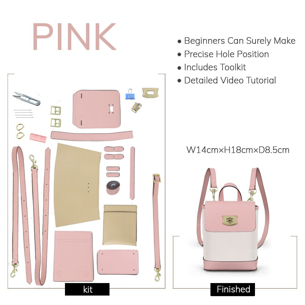 Customizable Panel Cell Phone Purse Backpack DIY Kit – Babylon Leather - Babylon LeatherBabylon LeatherSYR13 - Pink - Self - Adhesive Glue - Color - Matched & Triple - Strap Bag