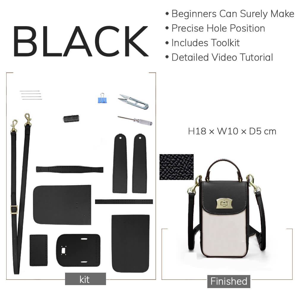 Customizable Panel Cell Phone Purse Crossbody Bag DIY Kit – Babylon Leather - Babylon LeatherBabylon LeatherSYR14 - Black - Self - Adhesive Glue - Color - Matched & With Fabric