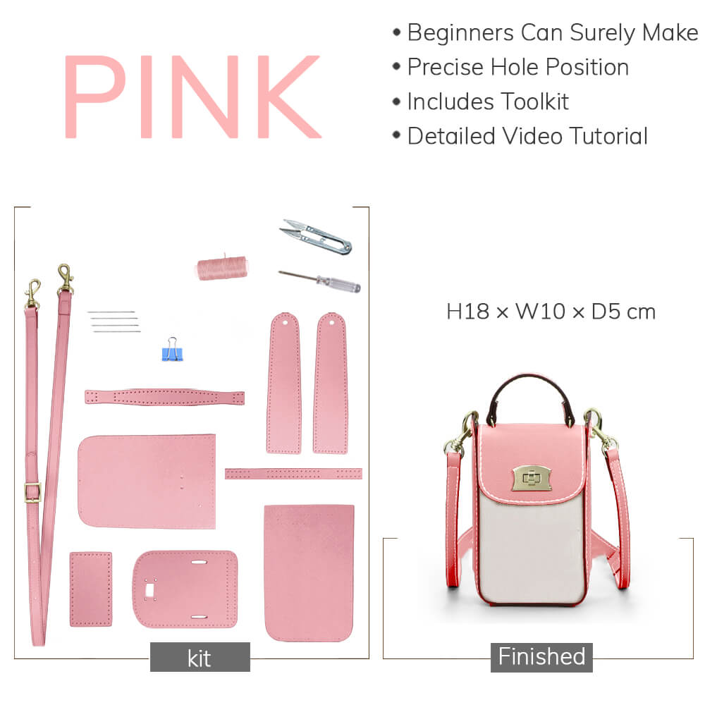 Customizable Panel Cell Phone Purse Crossbody Bag DIY Kit – Babylon Leather - Babylon LeatherBabylon LeatherSYR14 - Pink - Self - Adhesive Glue - Color - Matched & With Fabric