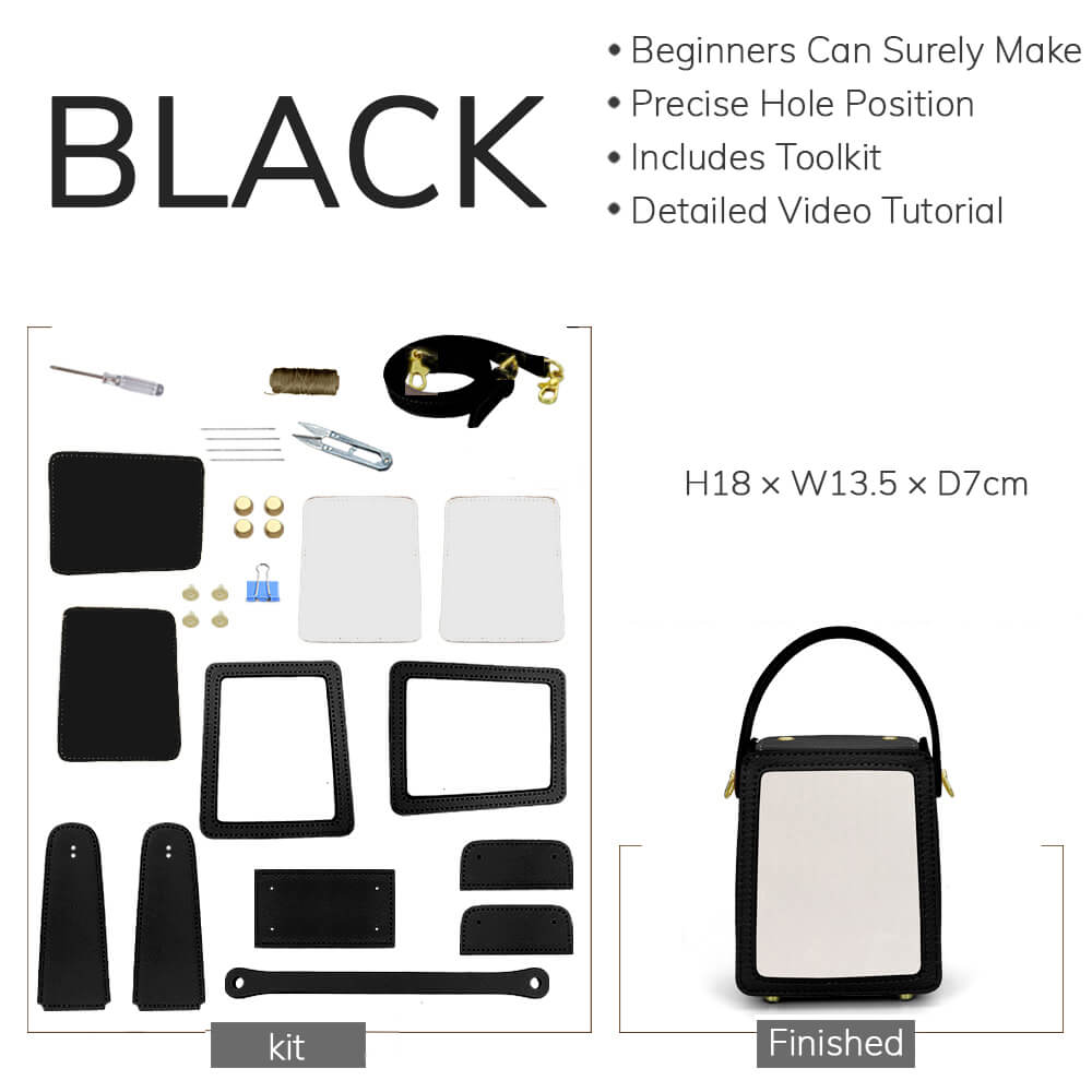Customizable Panel Crossbody Box Bag DIY Kit – Babylon Leather - Babylon LeatherBabylon LeatherSYR48 - Black - Self - Adhesive Glue - Color - Matched & With Fabric