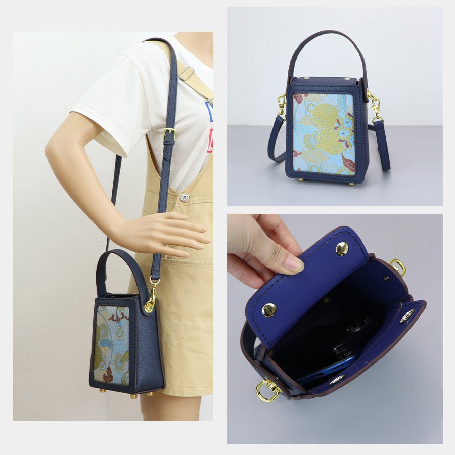 Customizable Panel Crossbody Box Bag DIY Kit – Babylon Leather - Babylon LeatherBabylon LeatherSYR48 - Dark Blue - Self - Adhesive Glue - Color - Matched & With Fabric