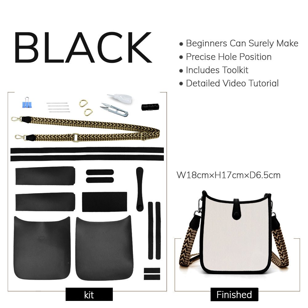 Customizable Panel Evelyne Bag DIY Kit – Babylon Leather - Babylon LeatherBabylon LeatherSYR25 - Black - Heat - Activated Adhesive - Color - Matched & With Fabric