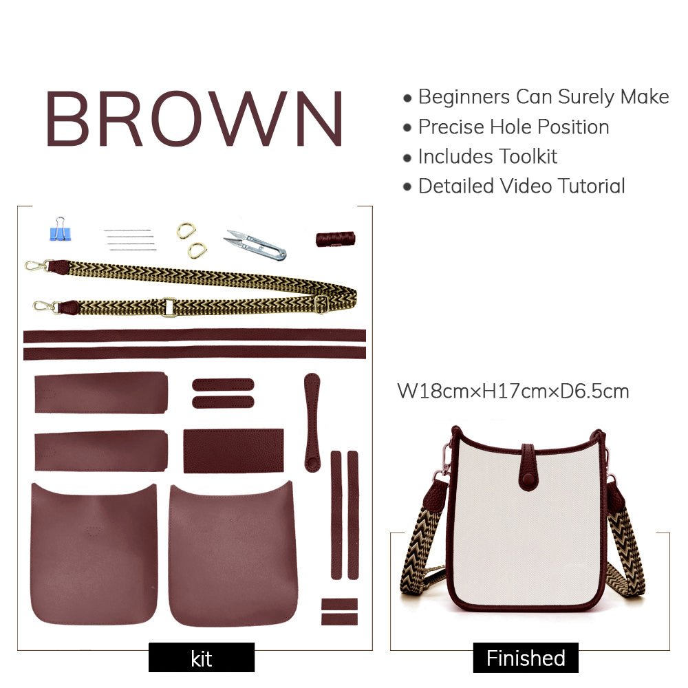 Customizable Panel Evelyne Bag DIY Kit – Babylon Leather - Babylon LeatherBabylon LeatherSYR25 - Brown - Heat - Activated Adhesive - Color - Matched & With Fabric