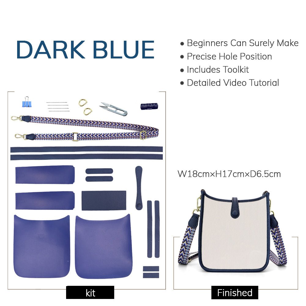 Customizable Panel Evelyne Bag DIY Kit – Babylon Leather - Babylon LeatherBabylon LeatherSYR25 - Dark Blue - Heat - Activated Adhesive - Color - Matched & With Fabric