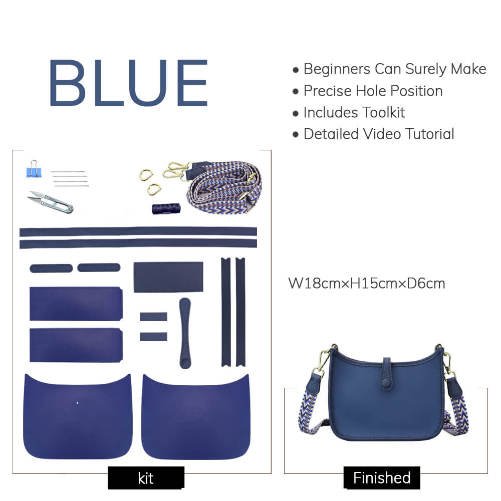 Customizable Panel Evelyne Bag DIY Kit – Babylon Leather - Babylon LeatherBabylon LeatherSYR25-Dark Blue-Small & Heat-Activated Adhesive-Color-Matched & With Fabric