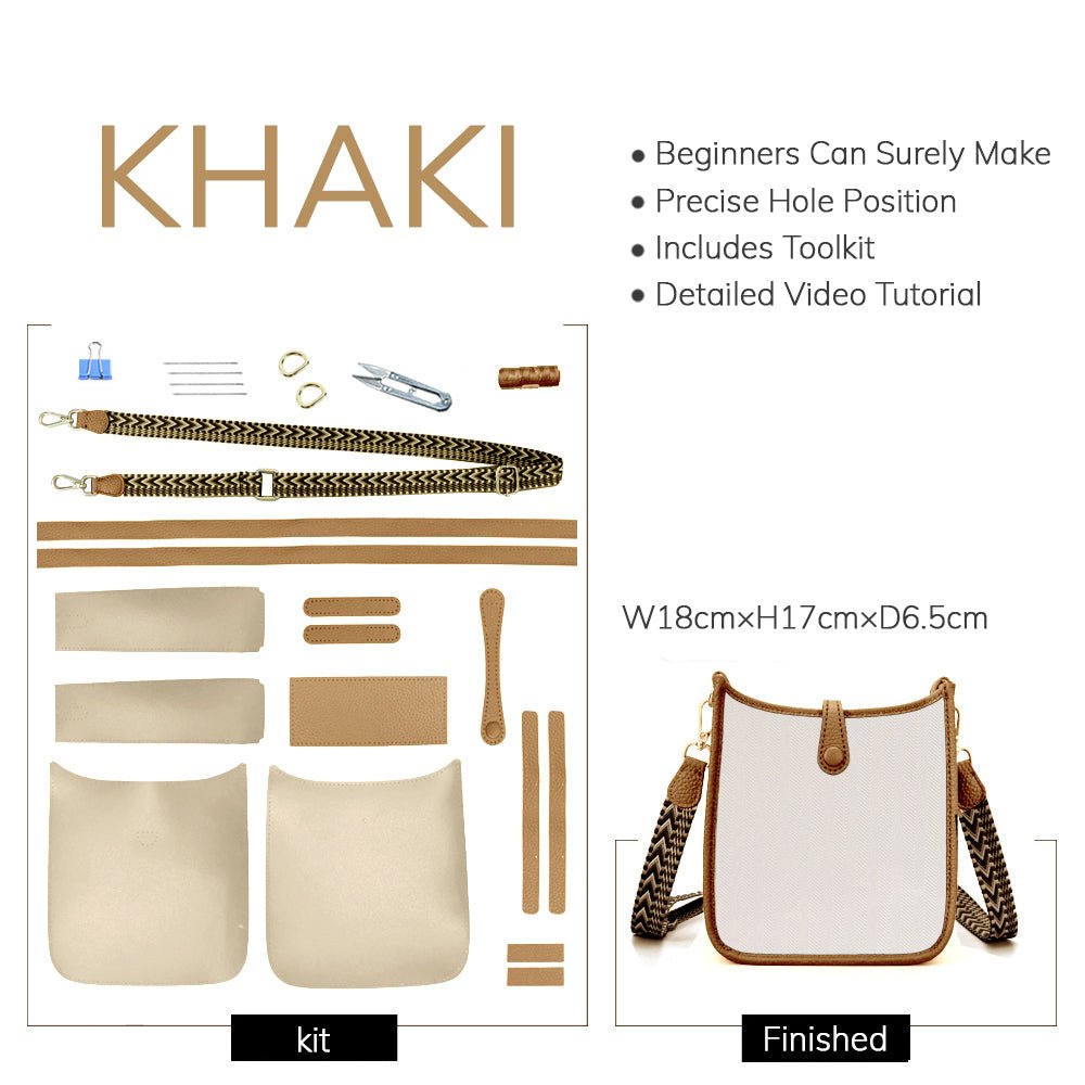 Customizable Panel Evelyne Bag DIY Kit – Babylon Leather - Babylon LeatherBabylon LeatherSYR25 - Khaki - Heat - Activated Adhesive - Color - Matched & With Fabric