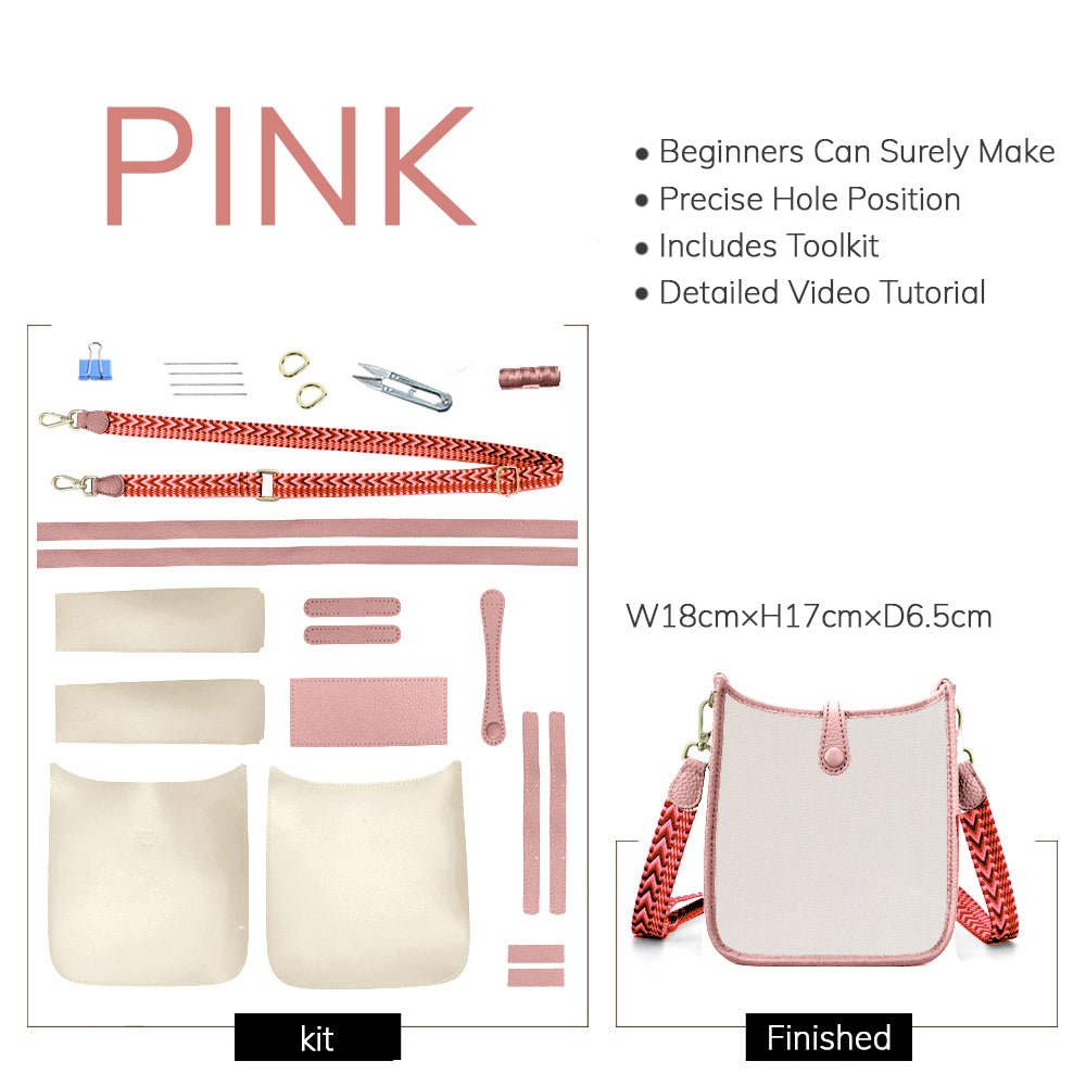Customizable Panel Evelyne Bag DIY Kit – Babylon Leather - Babylon LeatherBabylon LeatherSYR25 - Pink - Heat - Activated Adhesive - Color - Matched & With Fabric