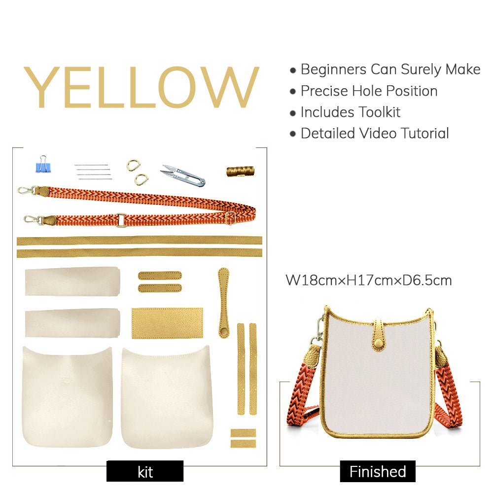 Customizable Panel Evelyne Bag DIY Kit – Babylon Leather - Babylon LeatherBabylon LeatherSYR25 - Yellow - Heat - Activated Adhesive - Color - Matched & With Fabric