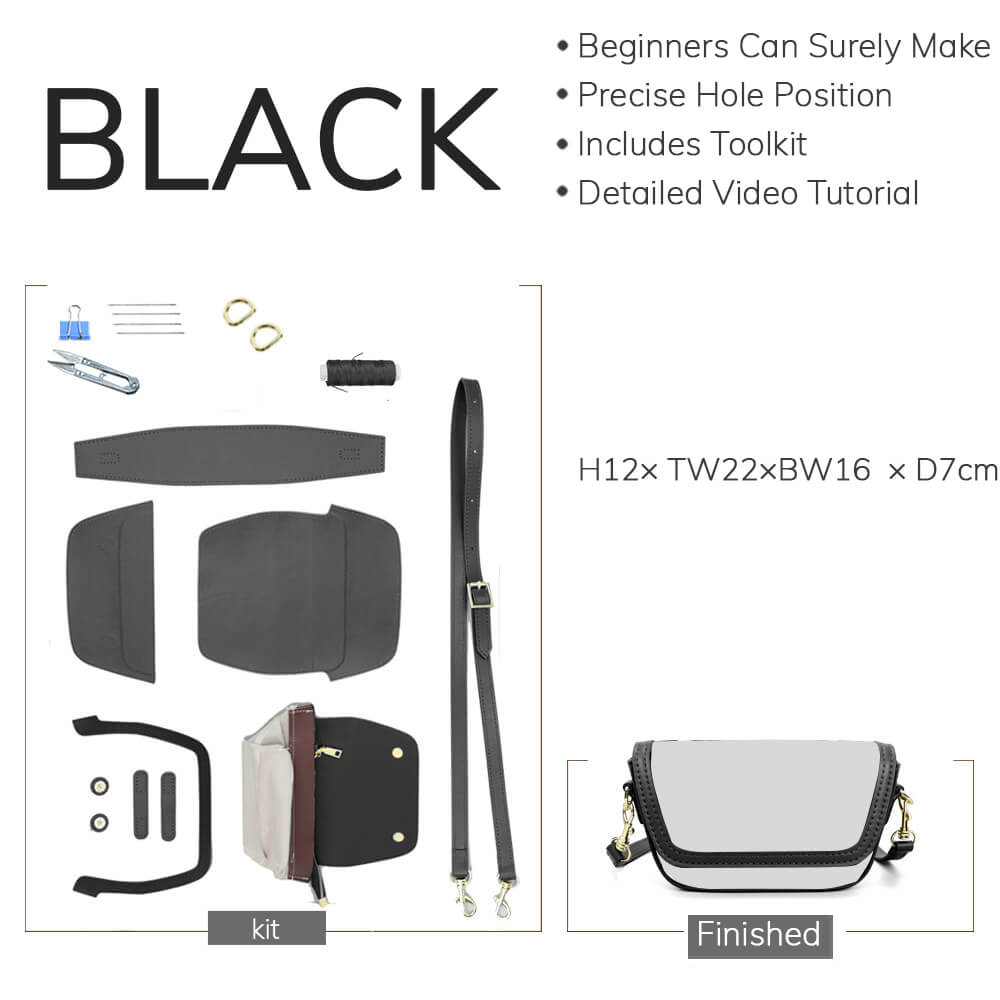 Customizable Panel Flap Saddle Crossbody Bag DIY Kit – Babylon Leather - Babylon LeatherBabylon LeatherSYR65-Black-Self-Adhesive Glue-Color-Matched  & With Fabric