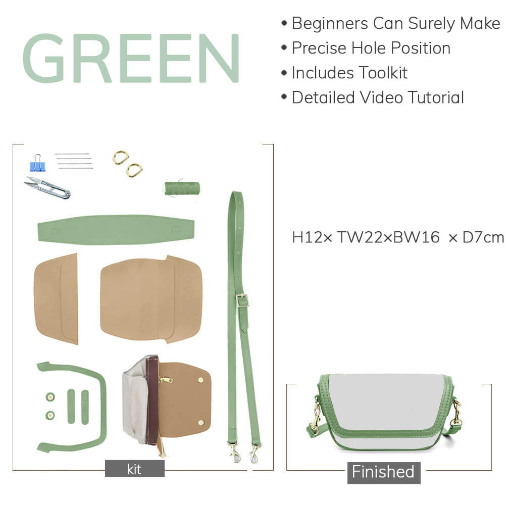 Customizable Panel Flap Saddle Crossbody Bag DIY Kit – Babylon Leather - Babylon LeatherBabylon LeatherSYR65-Green-Self-Adhesive Glue-Color-Matched  & With Fabric