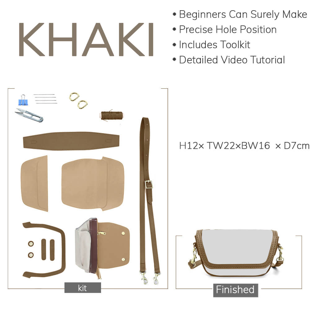 Customizable Panel Flap Saddle Crossbody Bag DIY Kit – Babylon Leather - Babylon LeatherBabylon LeatherSYR65-Khaki-Self-Adhesive Glue-Color-Matched  & With Fabric