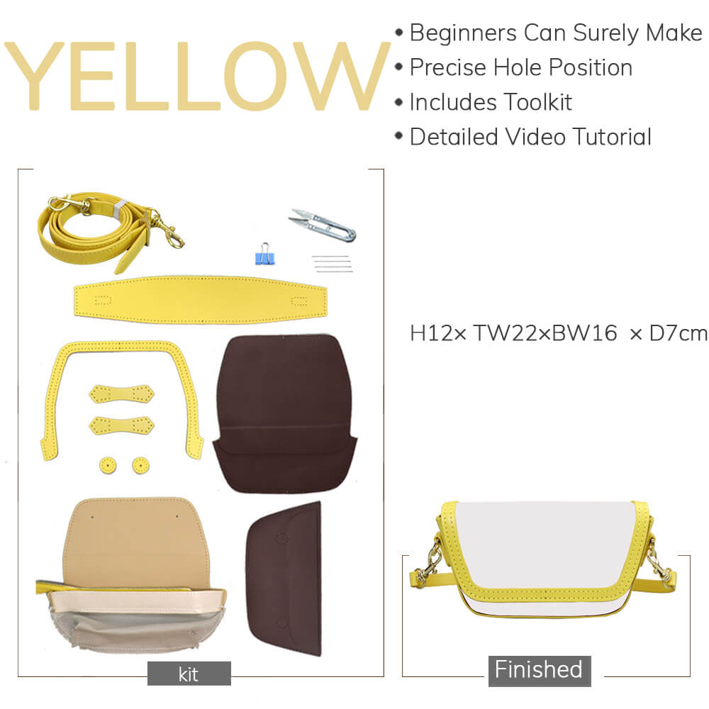 Customizable Panel Flap Saddle Crossbody Bag DIY Kit – Babylon Leather - Babylon LeatherBabylon LeatherSYR65-Yellow-Self-Adhesive Glue-Color-Matched  & With Fabric