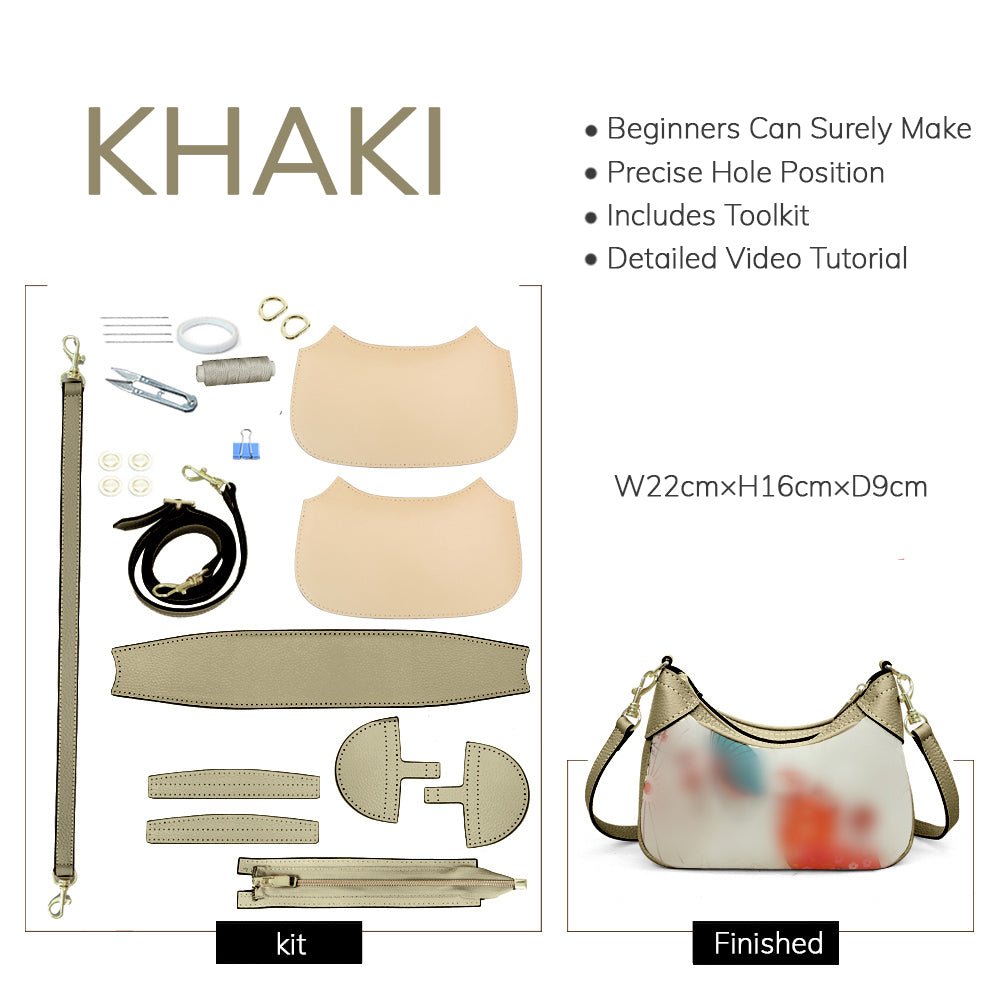 Customizable Panel Hobo Bag DIY Leather Gift Kit – Babylon Leather - Babylon LeatherBabylon LeatherSYR36 - Khaki - Heat - Activated Adhesive - Color - Matched & With Fabric