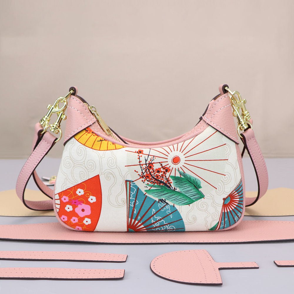 Customizable Panel Hobo Bag DIY Leather Gift Kit – Babylon Leather - Babylon LeatherBabylon LeatherSYR36 - Pink - Heat - Activated Adhesive - Color - Matched & With Fabric