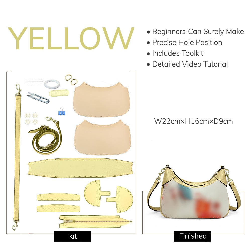 Customizable Panel Hobo Bag DIY Leather Gift Kit – Babylon Leather - Babylon LeatherBabylon LeatherSYR36 - Yellow - Heat - Activated Adhesive - Color - Matched & With Fabric