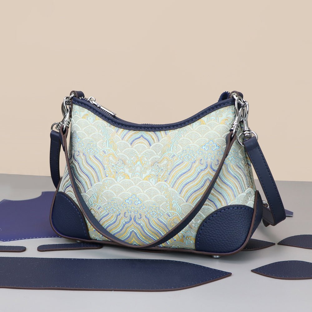 Customizable Panel Hobo Bag DIY Leather Kit – Babylon Leather - Babylon LeatherBabylon LeatherSYR47 - Dark Blue - Heat - Activated Adhesive - Color - Matched & With Fabric