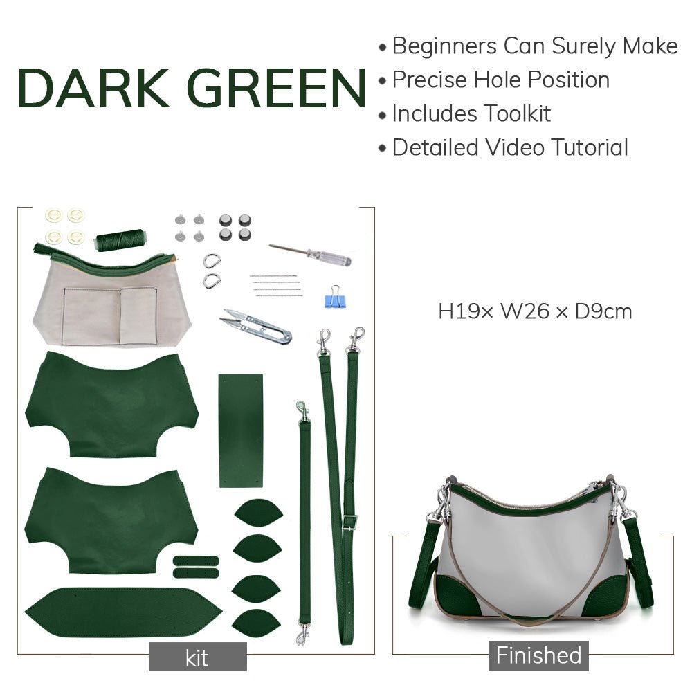 Customizable Panel Hobo Bag DIY Leather Kit – Babylon Leather - Babylon LeatherBabylon LeatherSYR47 - Dark Green - Heat - Activated Adhesive - Color - Matched & With Fabric