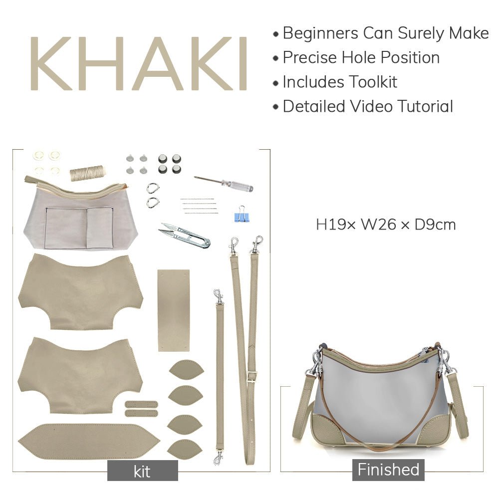 Customizable Panel Hobo Bag DIY Leather Kit – Babylon Leather - Babylon LeatherBabylon LeatherSYR47 - Khaki - Heat - Activated Adhesive - Color - Matched & With Fabric