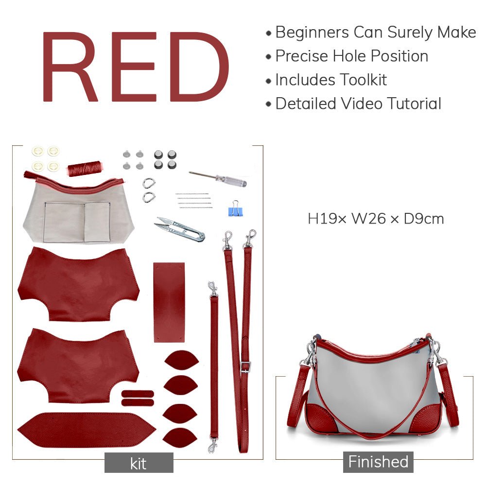 Customizable Panel Hobo Bag DIY Leather Kit – Babylon Leather - Babylon LeatherBabylon LeatherSYR47 - Red - Heat - Activated Adhesive - Color - Matched & With Fabric