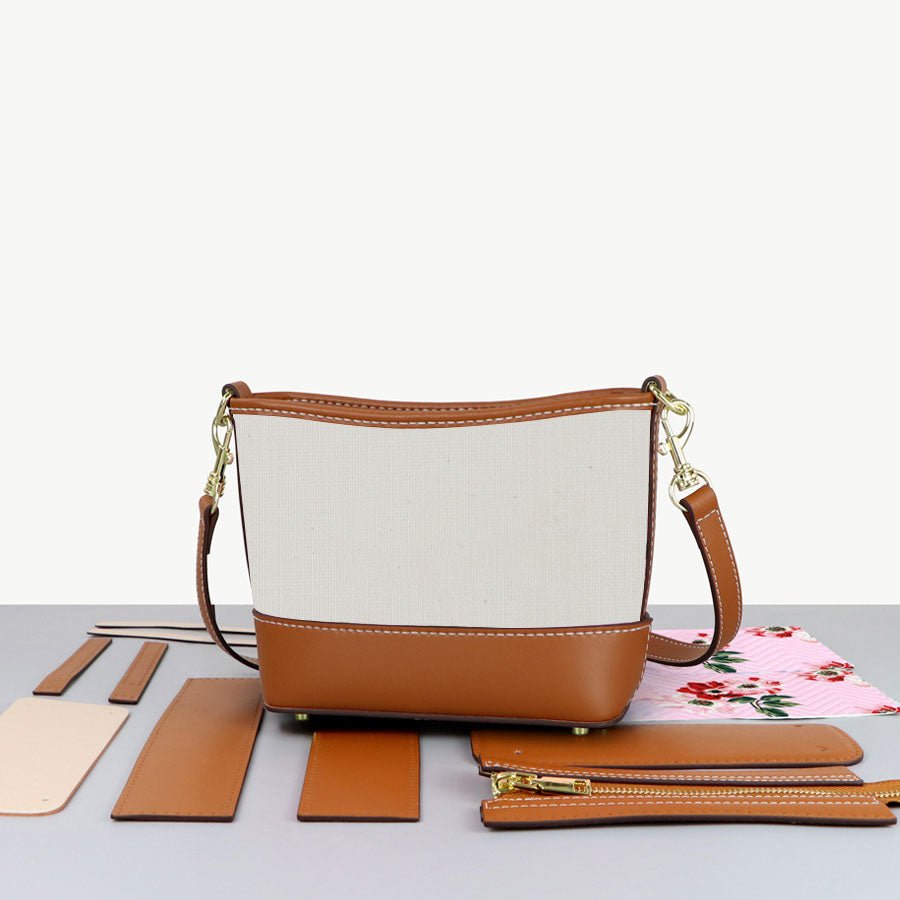 Customizable Panel Hobo Bucket Bag DIY Kit – Babylon Leather - Babylon LeatherBabylon LeatherSYR23 - Coffee - Self - Adhesive Glue - Color - Matched & With Fabric