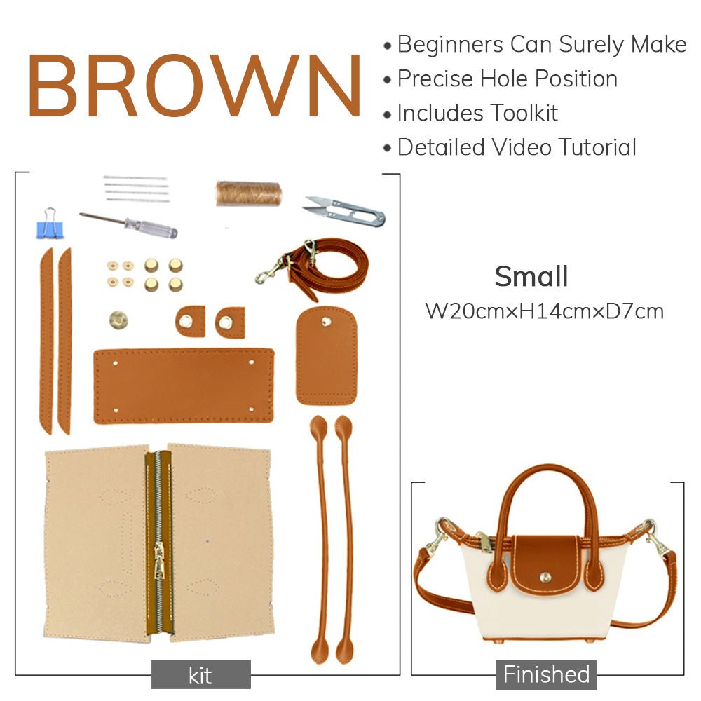 Customizable Panel Le Pliage Travel Bag DIY Kit ¨C Babylon Leather - Babylon LeatherBabylon LeatherSYR29 - Brown - Small - Self - Adhesive Glue & Color - Matched