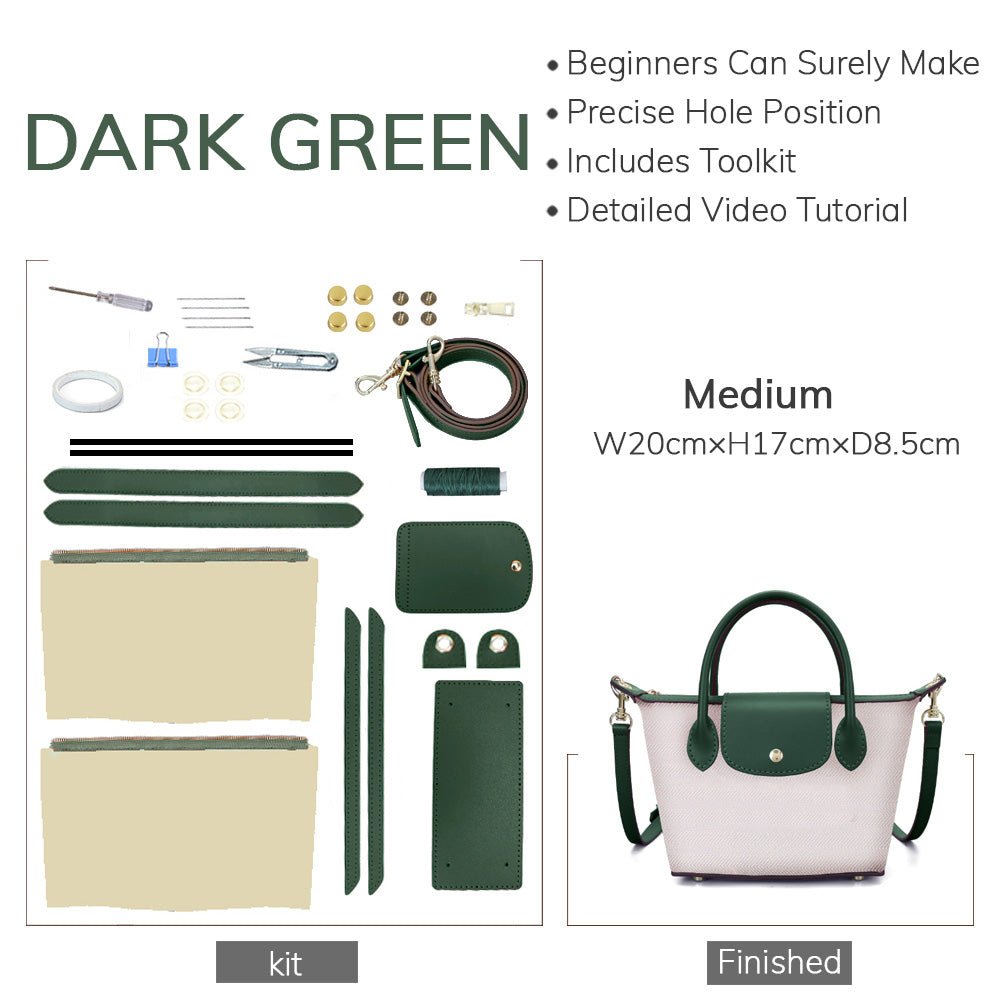 Customizable Panel Le Pliage Travel Bag DIY Kit ¨C Babylon Leather - Babylon LeatherBabylon LeatherSYR29 - Dark Green - Self - Adhesive Glue - Medium & Color - Matched