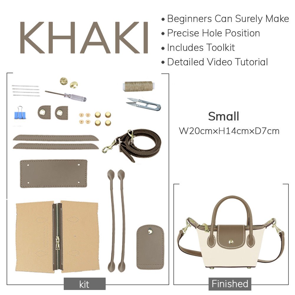 Customizable Panel Le Pliage Travel Bag DIY Kit ¨C Babylon Leather - Babylon LeatherBabylon LeatherSYR29 - Khaki - Self - Adhesive Glue - Small & Color - Matched