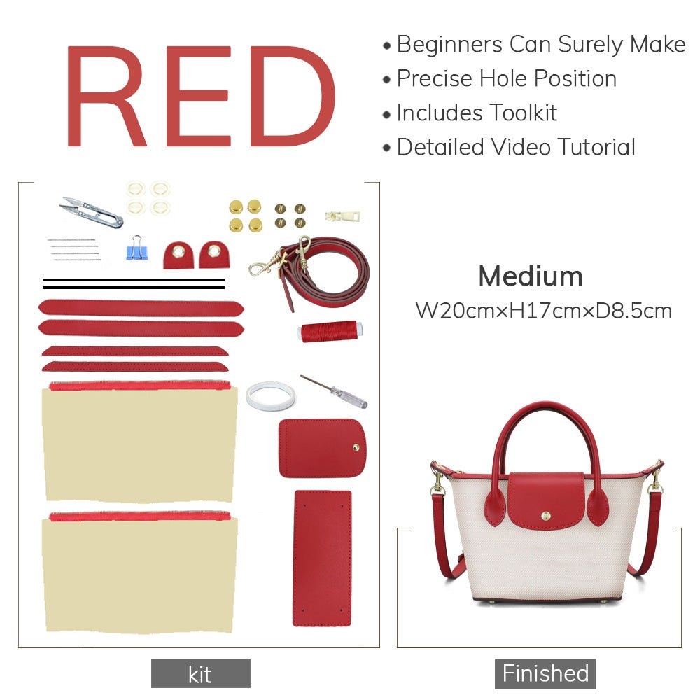 Customizable Panel Le Pliage Travel Bag DIY Kit ¨C Babylon Leather - Babylon LeatherBabylon LeatherSYR29 - Red - Self - Adhesive Glue - Medium & Color - Matched