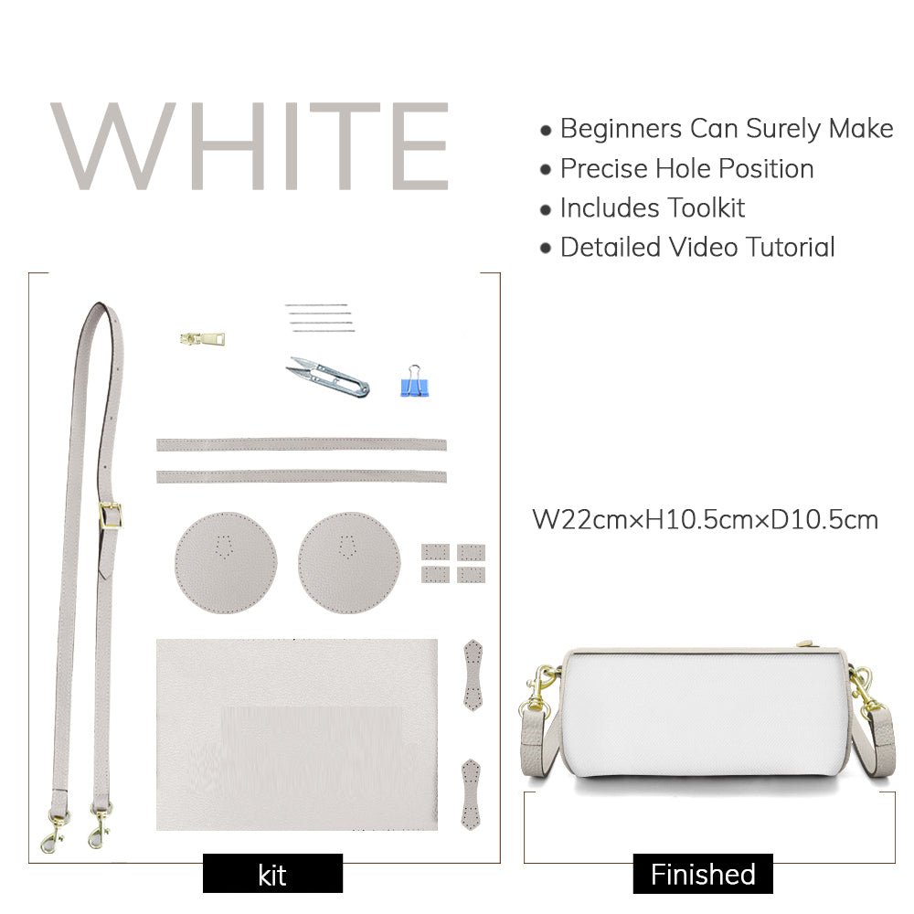 Customizable Panel Leather Barrel Bag Making Kit – Babylon Leather - Babylon LeatherBabylon LeatherSYR33 - White - Self - Adhesive Glue - Color - Matched & With Fabric
