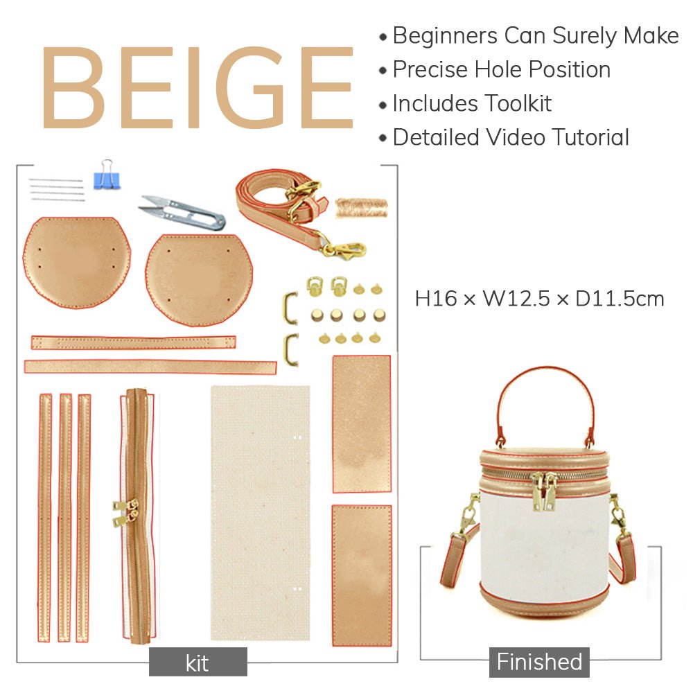 Customizable Panel Leather Bucket Bag DIY Craft Kit – Babylon Leather - Babylon LeatherBabylon LeatherSYR18 - Beige - Self - Adhesive Glue - Color - Matched