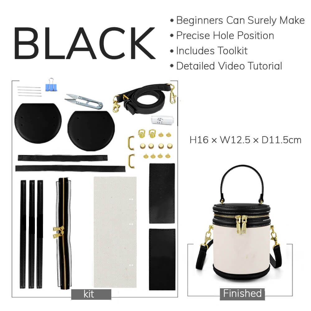 Customizable Panel Leather Bucket Bag DIY Craft Kit – Babylon Leather - Babylon LeatherBabylon LeatherSYR18 - Black - Self - Adhesive Glue - Color - Matched