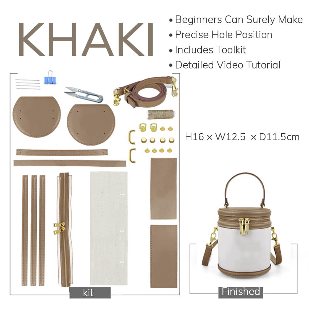 Customizable Panel Leather Bucket Bag DIY Craft Kit – Babylon Leather - Babylon LeatherBabylon LeatherSYR18 - Khaki - Self - Adhesive Glue - Color - Matched