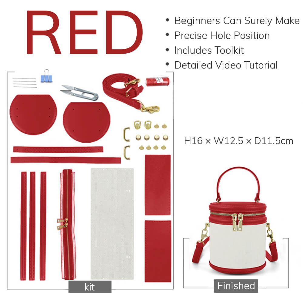 Customizable Panel Leather Bucket Bag DIY Craft Kit – Babylon Leather - Babylon LeatherBabylon LeatherSYR18 - Red - Self - Adhesive Glue - Color - Matched