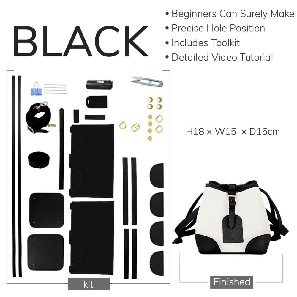 Customizable Panel Leather Fashion Bucket Bag DIY Kit – Babylon Leather - Babylon LeatherBabylon LeatherSYR22 - Black - Self - Adhesive Glue - Color - Matched & With Fabric
