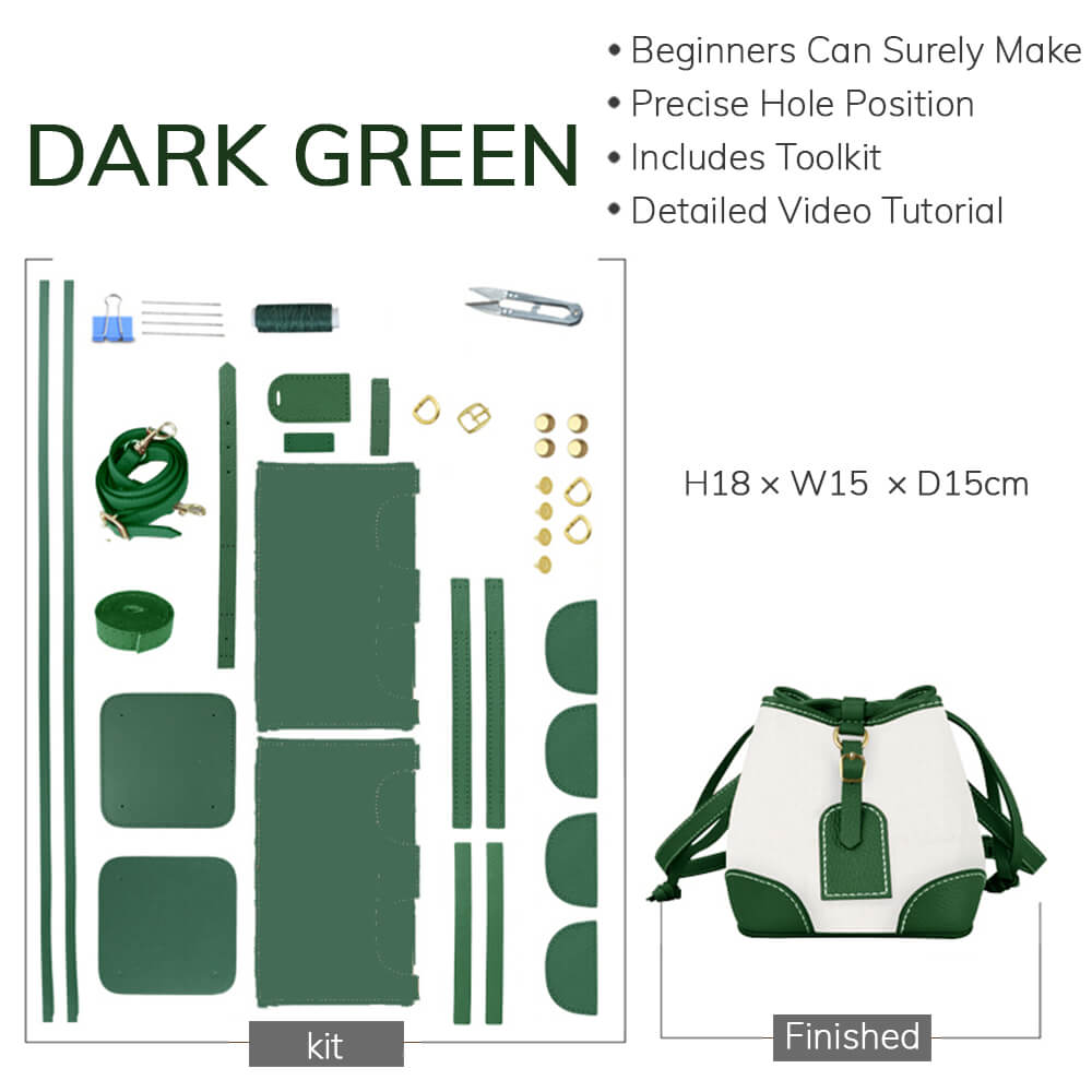 Customizable Panel Leather Fashion Bucket Bag DIY Kit – Babylon Leather - Babylon LeatherBabylon LeatherSYR22 - Dark Green - Self - Adhesive Glue - Color - Matched & With Fabric