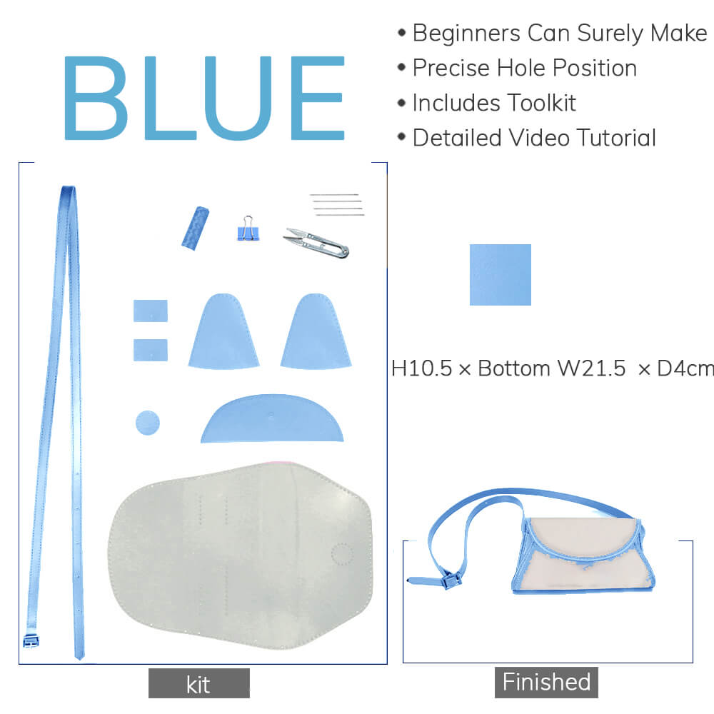 Customizable Panel Leather Flap Fanny Pack DIY Kit – Babylon Leather - Babylon LeatherBabylon LeatherSYR37 - Blue - Self - Adhesive Glue - Color - Matched & With Fabric